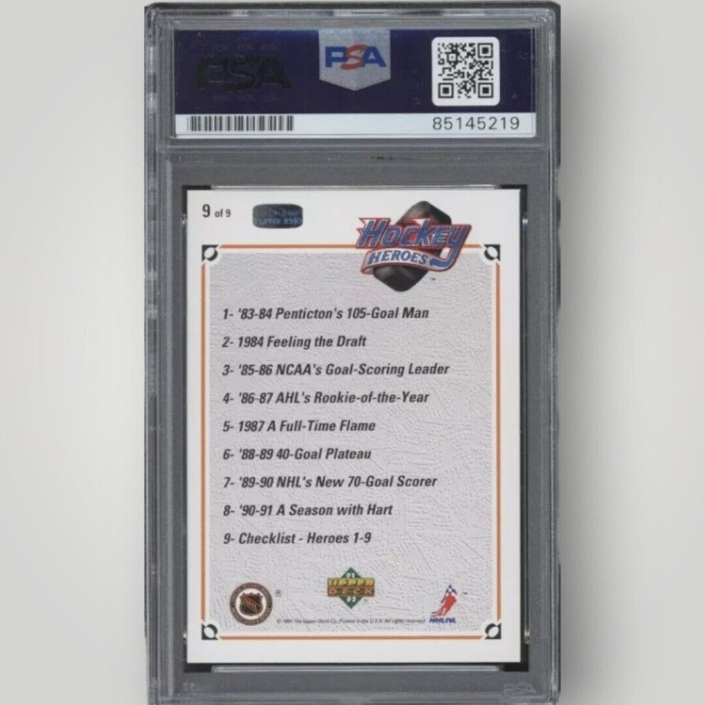 1991 Upper Deck Heroes Checklist #9 Brett Hull Autograph PSA DNA Authentic Auto