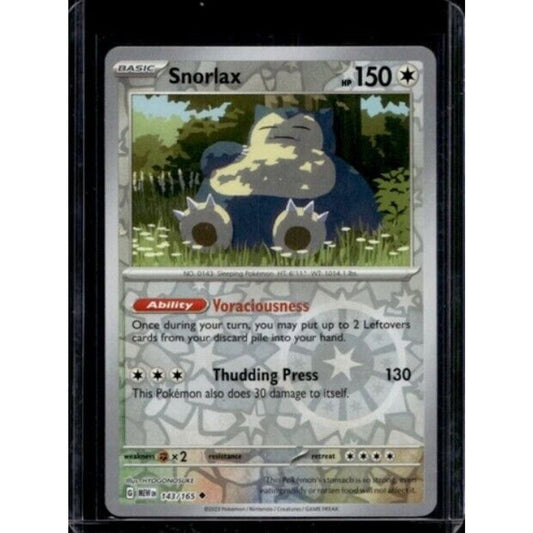 2023 Pokemon Scarlet & Violet 151 Snorlax Reverse Holos #143/165