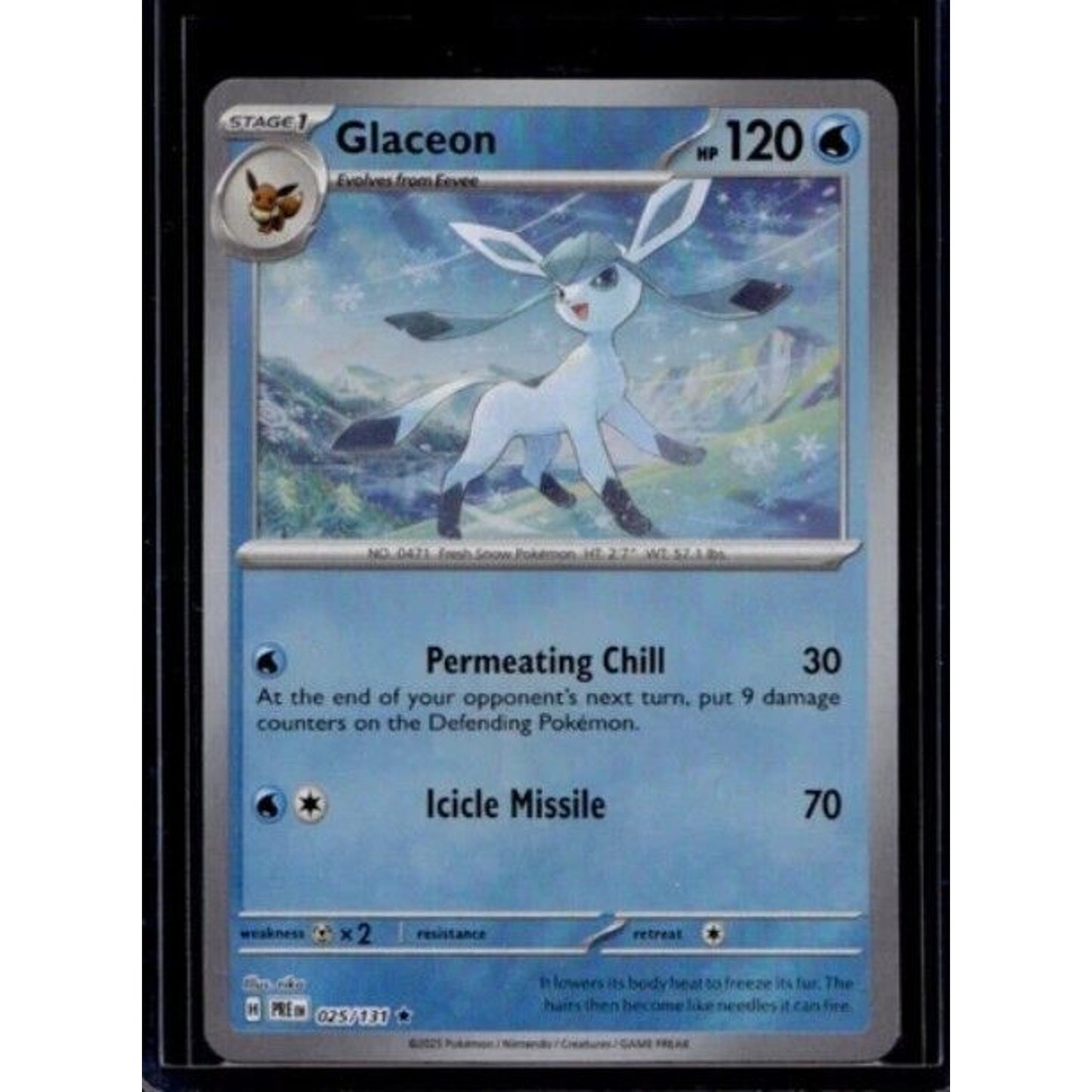 2025 Pokemon Scarlet & Violet Prismatic Evolutions Glaceon Holo #025/131
