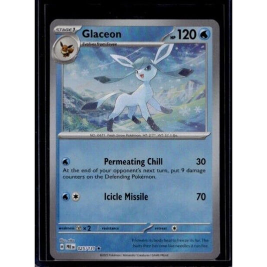 2025 Pokemon Scarlet & Violet Prismatic Evolutions Glaceon Holo #025/131
